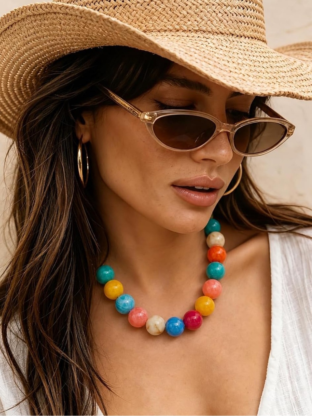 Coastal Colorful Beaded Dopamine Necklace - Multicolor